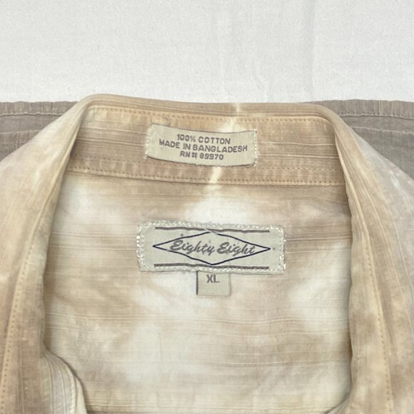 Eighty Eight Long Sleeve Collared Button Up Watercolor Stripe Shirt White Tan XL - Picture 10 of 11